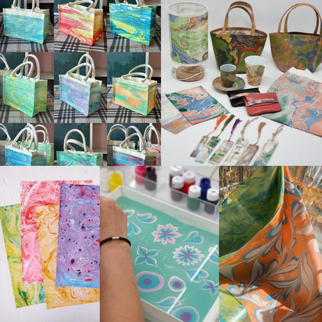 27PCS Water Marbling Painting Kit, Christmas Water Paint for Craft, Turkish Marble Pattern Craft Set,Cream Watercolor Art Kit, Perfect for Christmas, Halloween, Thanksgiving & New Year Gifts DGAGA