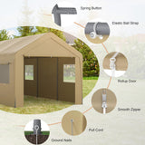 Morngardo Carport 10'x20' Heavy Duty Car Canopy Portable Garage with Roll-up Windows, Removable Sidewalls & Doors for Truck Boat Car Port, Party, Storage (Beige) Morngardo