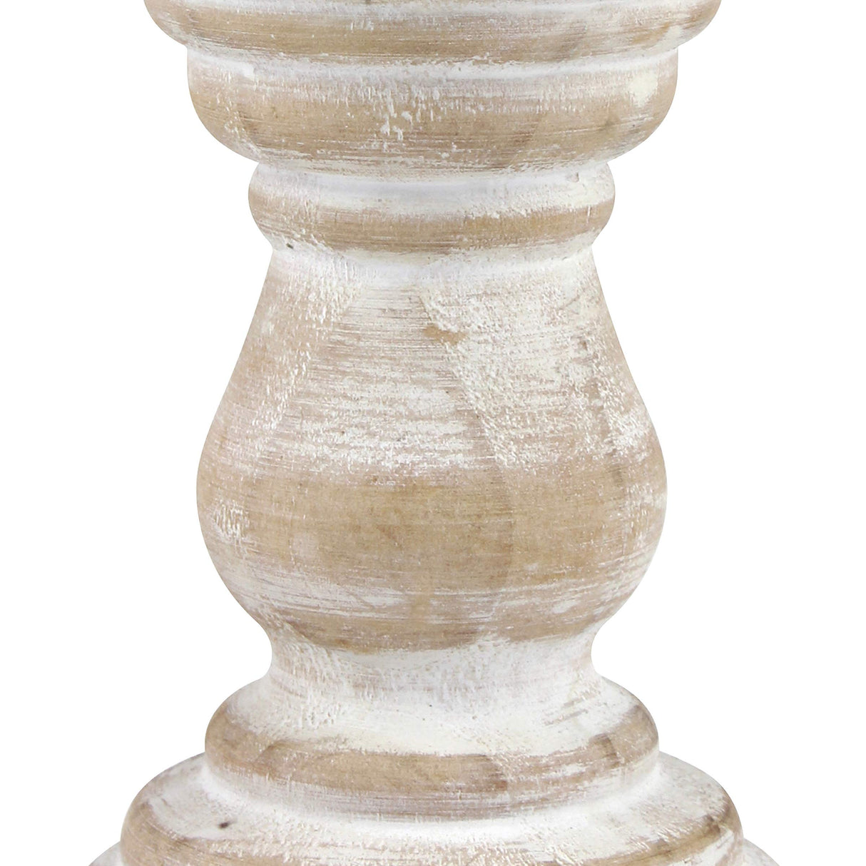 Stonebriar Antique White Wooden Pillar Candle Holder, Vintage Seaside Pillar Stand for Dining Table Centerpiece, Coffee Table, Mantel, Or Any Table Top, Medium Stonebriar