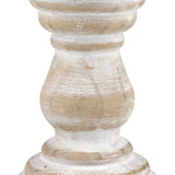 Stonebriar Antique White Wooden Pillar Candle Holder, Vintage Seaside Pillar Stand for Dining Table Centerpiece, Coffee Table, Mantel, Or Any Table Top, Medium Stonebriar