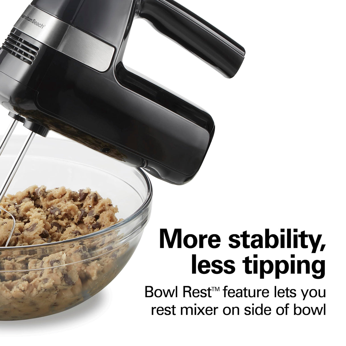 Hamilton Beach Electric Hand Mixer, 6 Speeds + Stir Button, 300 Watts of Peak Power for Powerful Mixing, Includes Whisk and Storage Clip, Black (62628) Hamilton Beach