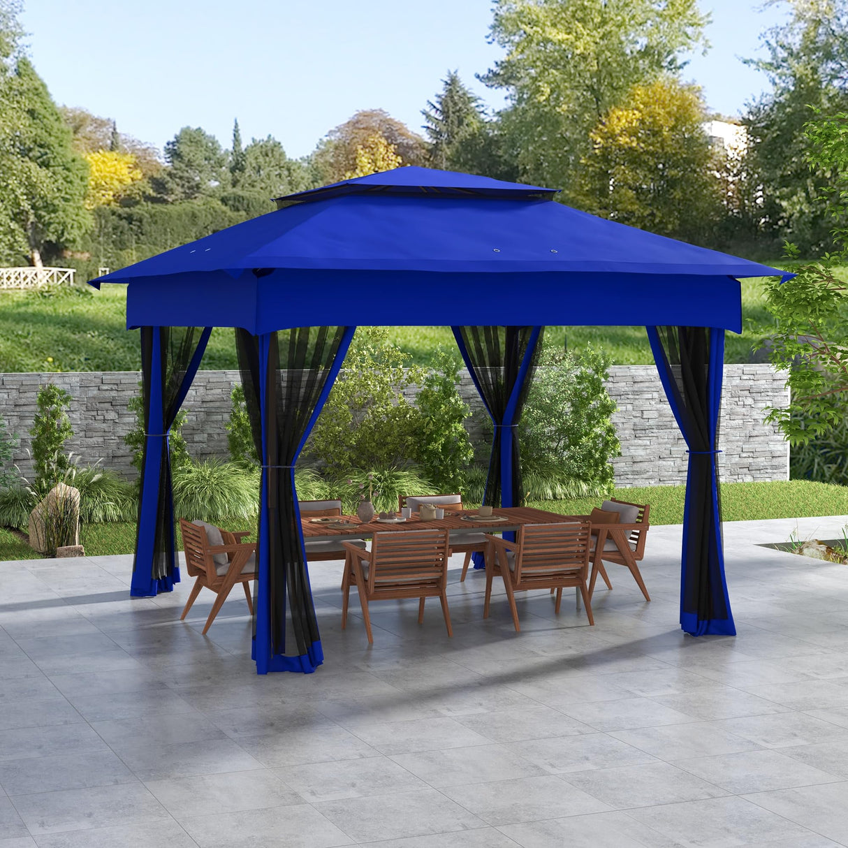 Outsunny 11' x 11' Pop Up Canopy, Outdoor Patio Gazebo Shelter with Removable Zipper Netting, Instant Event Tent w/ 114 Square Feet of Shade and Carry Bag for Backyard, Garden, Blue Outsunny