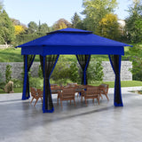 Outsunny 11' x 11' Pop Up Canopy, Outdoor Patio Gazebo Shelter with Removable Zipper Netting, Instant Event Tent w/ 114 Square Feet of Shade and Carry Bag for Backyard, Garden, Blue Outsunny