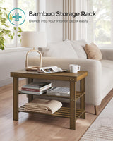 SONGMICS Shoe Rack Bench, 3-Tier Bamboo Shoe Storage Organizer, Entryway Bench, Holds Up to 286 lb, 11.3 x 27.6 x 17.8 Inches, for Entryway Bathroom Bedroom, Yellow Brown ULBS04WL SONGMICS