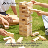 ApudArmis Giant Tumble Tower (Stack from 2Ft to Over 4.2Ft), 54 PCS Pine Wooden Stacking Timber Game with 1 Dice Set - Classic Block Giant Outdoor Game for Teens Adults Family ApudArmis