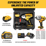 Case for Dewalt Impact and Torque Wrench - Waterproof Hard Tool Box for Dewalt Set, Power Tool Combo Kit Bag for Dewalt Atomic 20V 2/1 3/4 3/8 Inch Cordless Torque Wrenches/Battery/Charger (Case Only) LOTOCASE