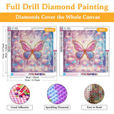 Diamond Art Kits for Adults Shiny Butterfly, DIY 5D Diamond Painting Kit for Beginners, Full Round Drill Gem Art Dots for Adults, Perfect for Home Wall Decor 14X14 Inch Okarina