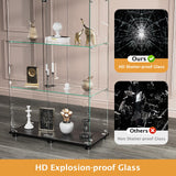 ROOMTEC Glass Display Cabinet with 4 Shelves, Double Doors, Floor Standing Display Cage, for Living Room Bedroom Office, 64 x 31.7 x 14.3 in, Black ROOMTEC