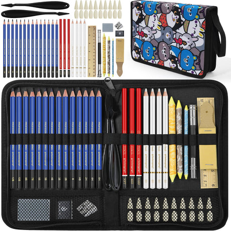 Daerthotk 53 PCS Drawing Kit Sketching Pencil Set, Sketch Pencils Art Supplies with Graphite, Charcoal, Blending Tools, Drawing Pencils for Artists Adults Beginner Family Friends Daerthotk