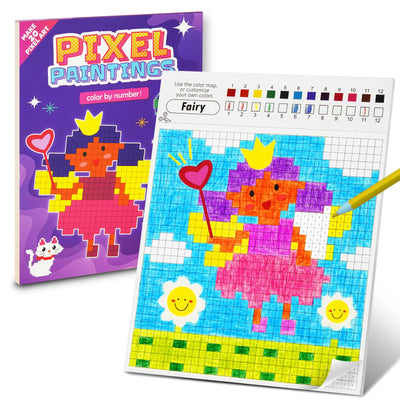 DoodleDoo Mosaic Coloring Book for Kids Ages 5-8 8-12, Paint by Number - Princess Pixel Coloring Book Painting Kit, DIY Arts & Crafts Party Favors Drawing Activities, Birthday Gifts for Girls Boys