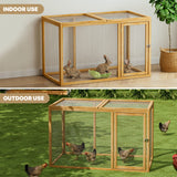 MoNiBloom Chicken Run for Yard Wood Chicken Cage Rabbit Hutch Bunny Pen with Openable Roof and Side Door, Outdoor Lockable Duck Coop Small Animal Habitat Enclosure Hen Coop Add-Ons, 45 x 24 x 28 inch MoNiBloom