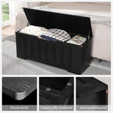 VANKILEY 47.2" Storage Chest Extra Large,Storage Trunk with 2 Safety Hinges,Wooden Storage Bench,Shoe Bench,47.2x15.7x19.1 Inch,Easy Assembly,Storage Bench for Bedroom,Living Room,entryway(Black). VANKILEY