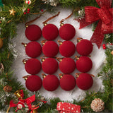 Brightown 15 Pcs Red Velvet Christmas Balls, 3.15 Inch Velvet Ornaments for Christmas Tree, Christma Tree Flocked Ornaments Balls for Family Holiday Wedding Party Xmas Hanging Decoration Brightown
