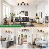 Baocuz 4-Lights Semi Flush Mount Ceiling Light, Adjustable Multi-Directional Light Fixtures, Rotatable Farmhouse Light Fixtures Mount with Metal Cage for Dining Room, Living Room Baocuz