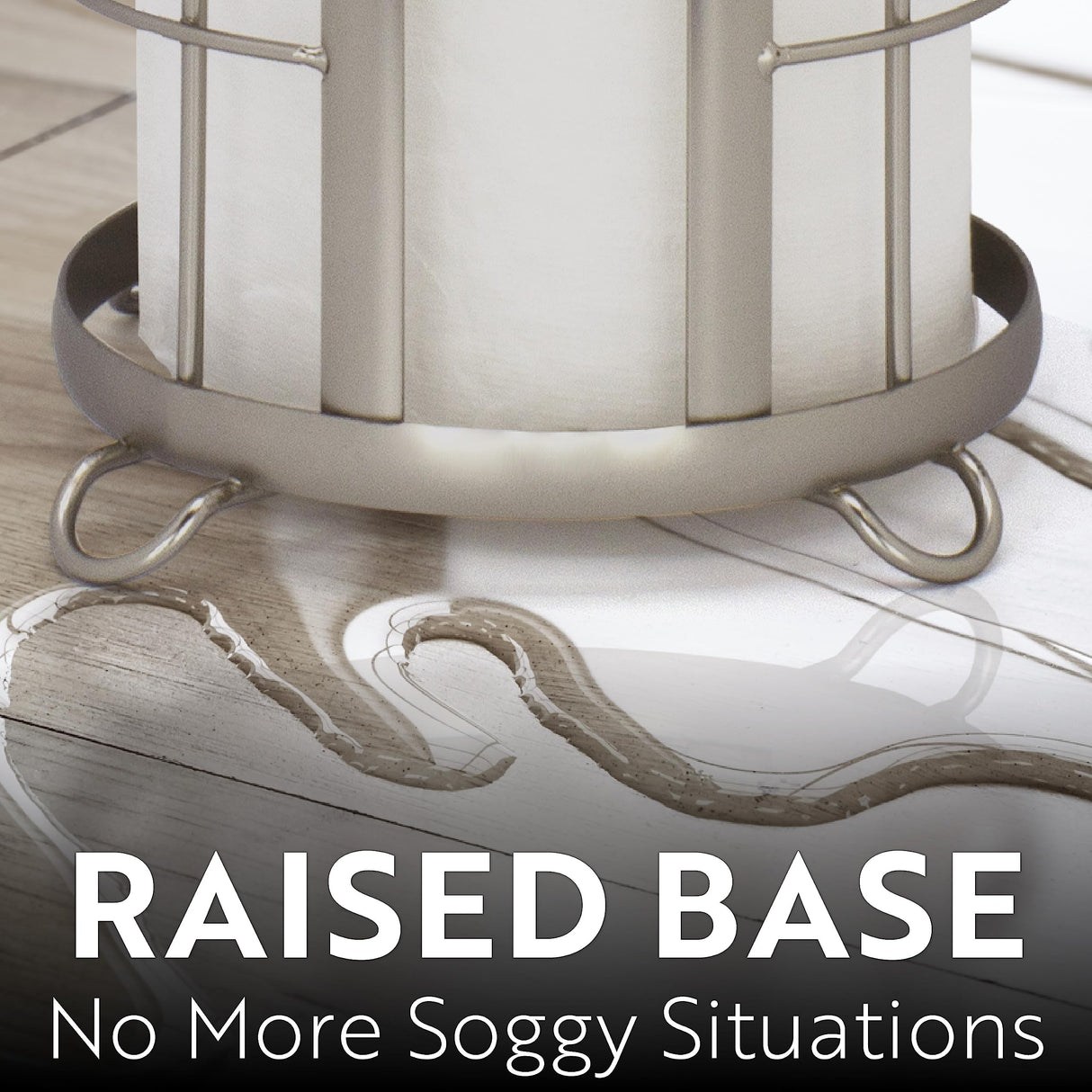 BROOKSTONE, Nickel Toilet Paper Holder, Freestanding Bathroom Tissue Organizer, Minimalistic Storage Solution, Modern & Stylish Design [Holds MEGA Rolls] Brookstone