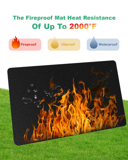 TAOMAND Large 76 x 52 inches Under Grill Mats for Outdoor Grill | Double-Sided Fireproof | Waterproof | Oil-Proof | Easy to Clean | Indoor Fireplace/Fire Pit Mat | Quality BBQ Mat for Deck Patio Lawn