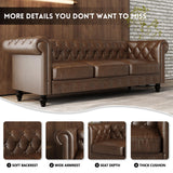 LaiBiKe Leather Brown Sofa for Living Room Chesterfield 3 Seater Couch Sofa Comfortable Soft Sturdy Durable Furniture for Office Bedroom Apartment Hotel Place (03-Brown-80) LaiBiKe