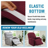 H.VERSAILTEX Stretch Couch Cover Recliner Cover Electric Power Lift Recliner Chair Cover Fitted Standard Large Power Lift Recliner with Side Pocket, Soft Thick Jacquard(Single Seat, Burgundy) H.VERSAILTEX