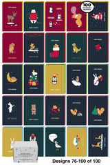 Dessie 100 Unique Modern Christmas Cards with Envelopes and Matching Sealing Stickers. Happy Holiday Cards with Short Greetings Inside. Bulk Christmas Cards Boxed with Envelopes Dessie