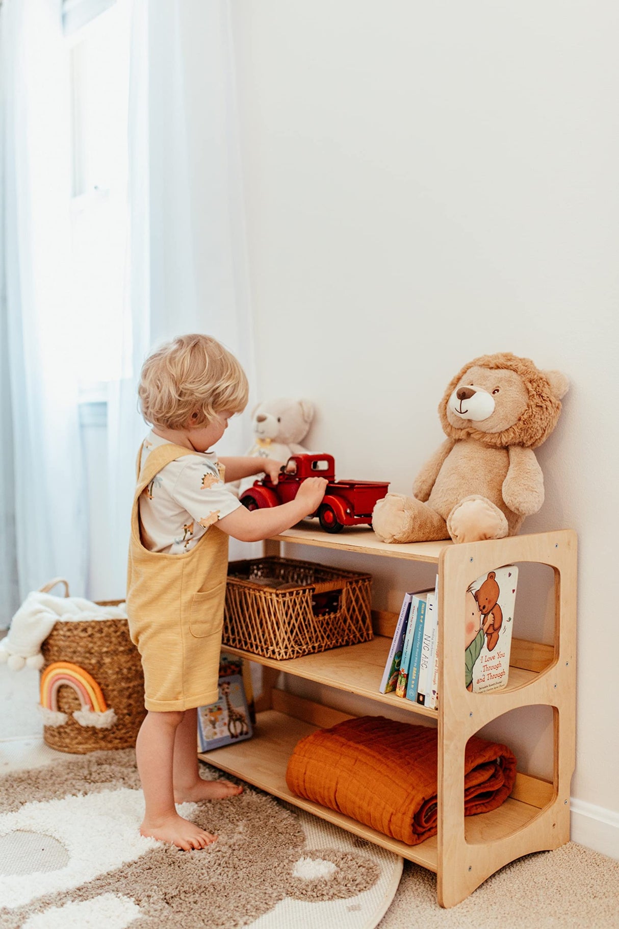 WOOD&ROOM Montessori-inspired Toy and Book Organizer for Kids Room Shelf Home | Sturdy and Safe Bookcase for Toys and Books (Shelf 3) WOOD&ROOM