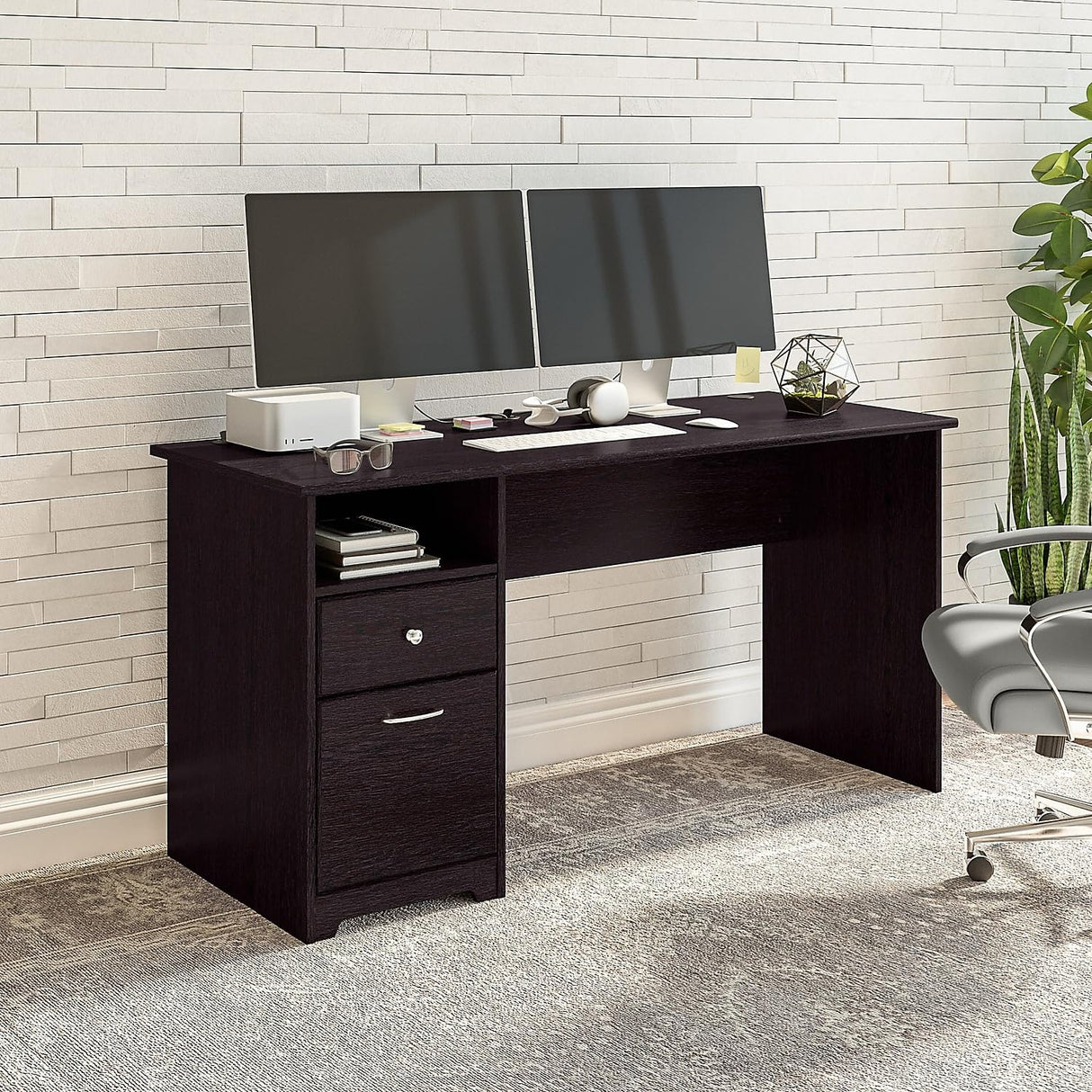 Bush Furniture Cabot 60W Computer Desk with Drawers, Espresso Oak (WC31860-03) Bush Business Furniture