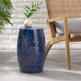 Christopher Knight Home Ruby Outdoor 12" Iron Side Table, Dark Blue Christopher Knight Home