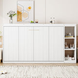 RuiSiSi Horizontal Murphy Bed Twin with Storage, Hideaway Wall Bed with Bookcase, can be Folded into a Cabinet, Twin Murphy Bed Cabinet Space-Saving for Guest Room Bedroom Office, White RuiSiSi