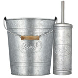 Autumn Alley Farmhouse Bathroom Trash Can and Toilet Brush Set - Rustic Bathroom Accessories for Charming Bathroom Décor, Galvanized, Grey Autumn Alley