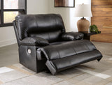 Signature Design by Ashley Mountainous Modern Leather Match Wall Hugger Power Recliner with Adjustable Headrest and USB Ports, Black Signature Design by Ashley