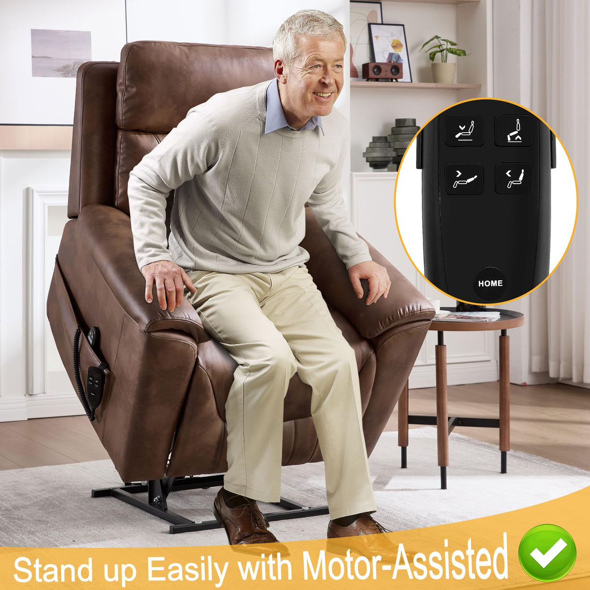 Trustyue Dual Motor Power Lift Recliner Chair with Lay Flat, Full-Body Vibration & Lumbar Heating - Lift Assist Chair for Elderly, Electric Recliner with Massage and Heat, Easy Assembly Brown Trustyue