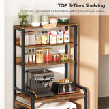 HOOBRO 68.1-Inch Rustic Brown Bakers Rack with Power Outlets and 7-Tier Storage Shelves HOOBRO