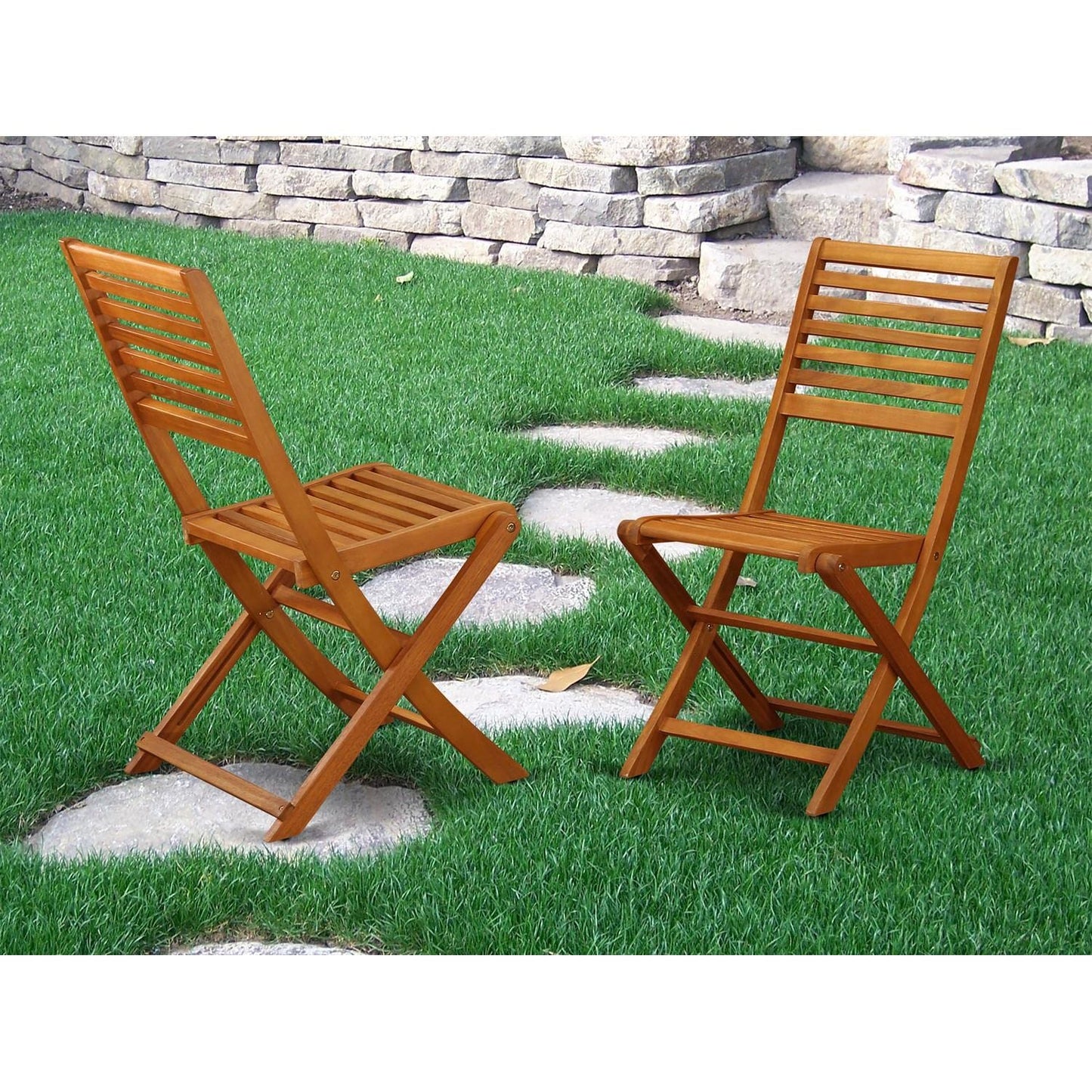 East West Furniture BBSCWNA Cameron Foldable Outdoor Dining Chairs-Acacia Wood, Set of 2, Natural Oil