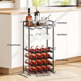 IBEDMAZIE Freestanding Floor Wine Rack,16 Bottles Wine Shelf for Kitchen,Dining Room,Home,Office, Bar,Perfect Combination of Wood and Metal, Easy to Install IBEDMAZIE
