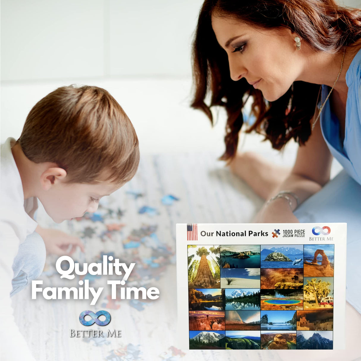 Better Me Our National Parks 1000-Piece Puzzle - USA National Parks Jigsaw Puzzle, Featuring Acadia, Yellowstone, Zion, Arches, Crater Lake, Mount Rainier, and More, National Park Gift (1000 Pieces) Better Me
