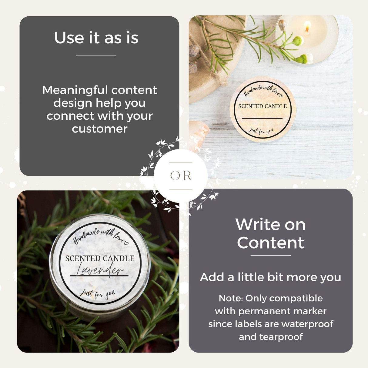 Mobiusea Creation Candle Label Roll | 2 Inch Waterproof Labels for Candle Making Supplies, Tins, Jars, Boxes Packaging Mobiusea Creation