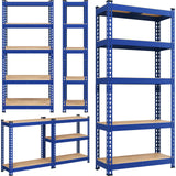 Yaheetech Storage Shelves 5 Tier Garage Shelving Heavy Duty Garage Shelves Adjustable Metal Shelving Unit Utility Rack Industrial Shelving for Warehouse Pantry Closet, 27.5" W x 12" D x 60" H, Blue Yaheetech