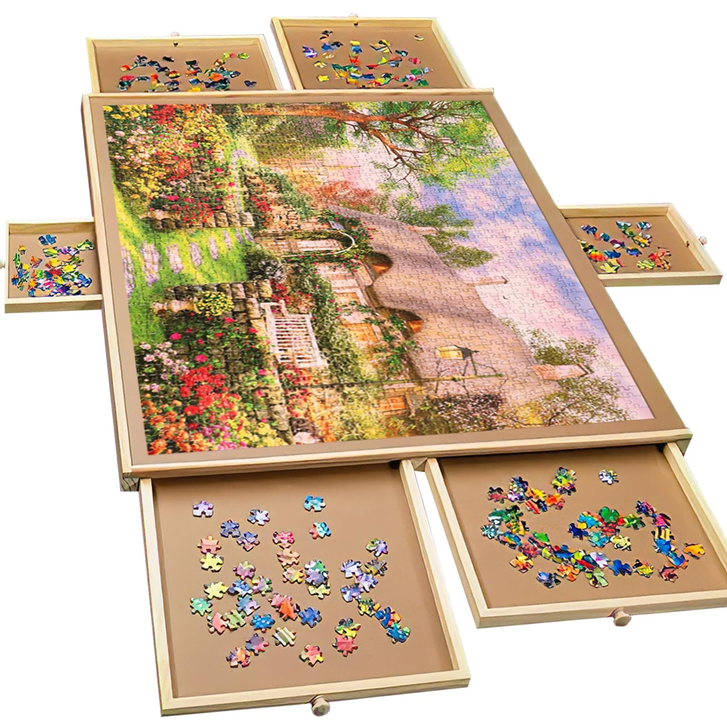 TALGIC Puzzle Board 1500 Pieces with 6 Drawers, Portable Jigsaw Puzzle Table for Adults and Kids 5-7