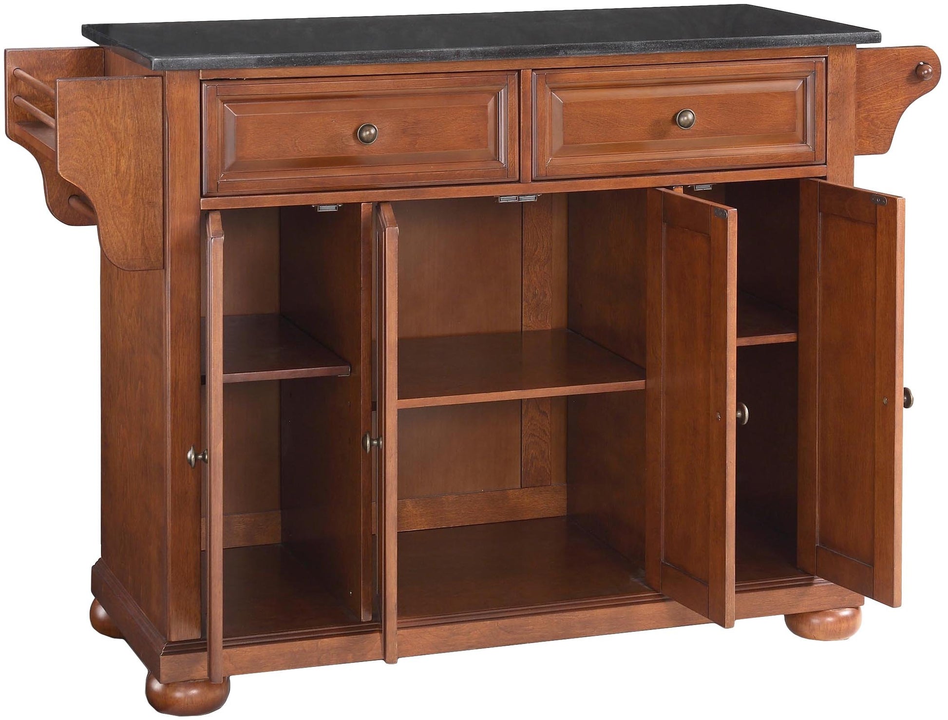 Crosley Furniture Alexandria Kitchen Island with Solid Black Granite Top - Classic Cherry - WoodArtSupply