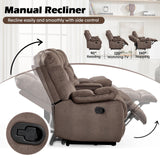 HAOMARKETS 2-Piece Recliner Sofa Couch Set, Include Single Power Electric Recliner Chair with Massage& Heat and 3-Seater Manual Reclining Sofa for Living Room Bedroom, Brown HAOMARKETS