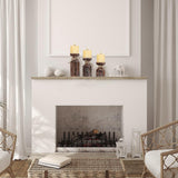 Farmhouse Wooden Candle Holders for Pillar Candles, Brown Distressed Set of 3 Rustic Wood Pillar Wood Candle Stands with Hemp Rope Bow Table Centerpiece Decor for Fireplace, Living, and Dining Room OKSQW