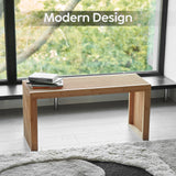 Bamboo Natural 36 inch Wooden Bench, Small Wood Benches for Entryway, Living & Dining Room, Kitchen, Bedroom, Bathroom, Hallway, Front Door, For Indoor & Outdoor Patio Use, Mid Century Modern Decor SWEVEN