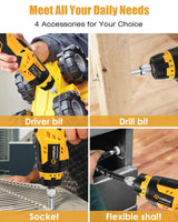 VIGRUE Cordless Screwdriver, Rechargeable Electric Screwdriver with 45 Free Accessories, Battery Indicator, 7 Torque Setting, 2 Position Handle with LED Light, Flexible Shaft VIGRUE