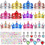 36 Pieces Foam Crowns for Adults Princess Tiaras Crowns Bulk Jewelry Toys DIY Crystal Diamond Sticker King Crown Party Earring Ring Princess Dress up Birthday Party Favors Supplies Sureio