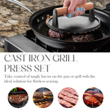 Bellemain Heavy-Duty Cast Iron Grill Press Set – Perfect Smash Burger & Steak Press with Ergonomic Wood Handle for Pro-Level Searing on Griddle, Skillet, or BBQ Bellemain