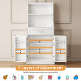 kepptory 66" Kitchen Pantry Cabinet with Microwave Shelf, Pantry Storage Cabinet with Adjustable Shelves and Drawer, Kitchen Buffet Cupboards Sideboard for Home Office Use (16" D x 24" W x 66" H) kepptory