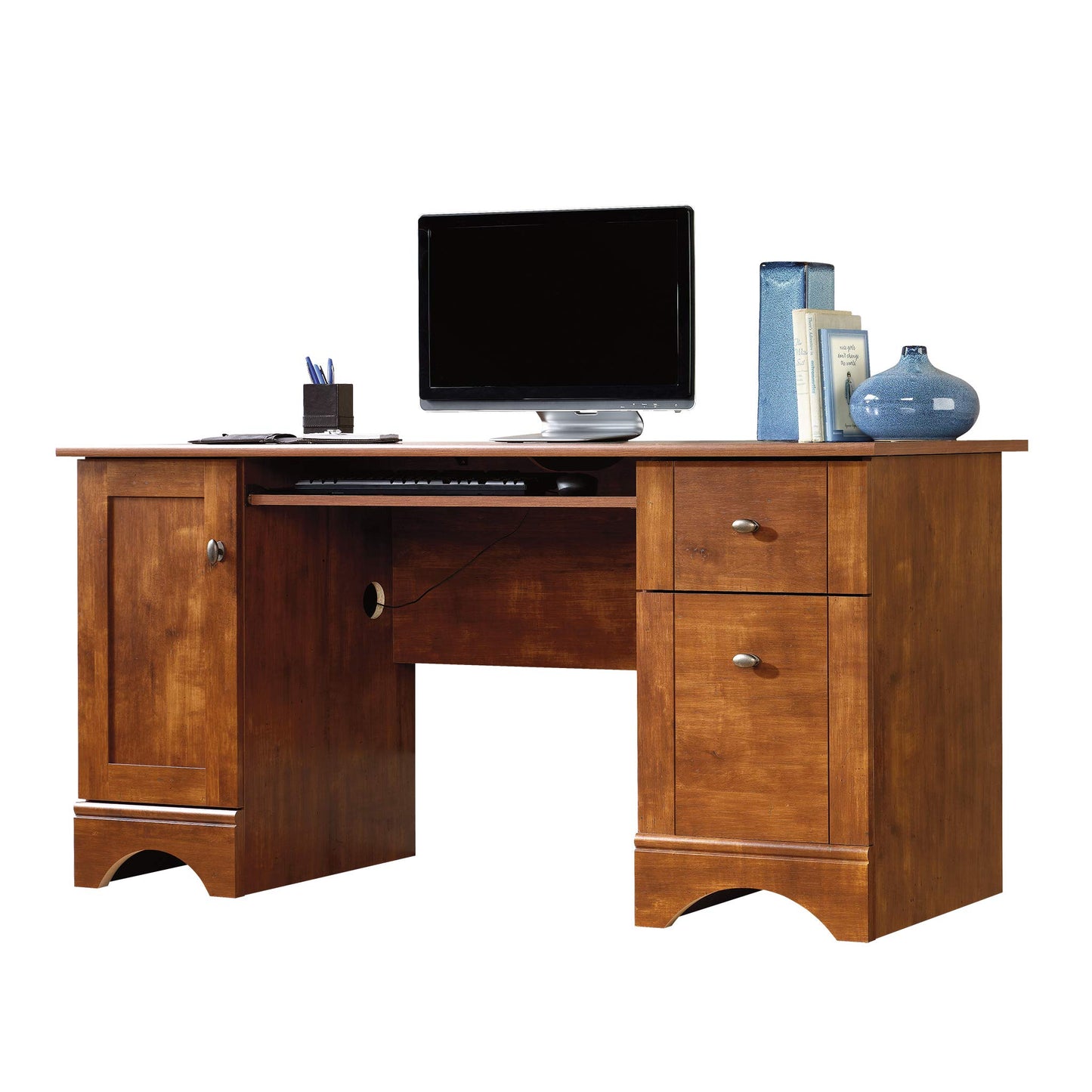 Sauder Computer Desk, Brushed Maple finish - WoodArtSupply