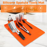 Silicone Grill Mat Compatible with Blackstone - Heat Resistant Silicone Grill Tools Mat with Drip Pad - Blackstone Griddle Accessories for Kitchen, Cooking, Countertop Silicone Spatula Mat (Orange) WoodArtSupply