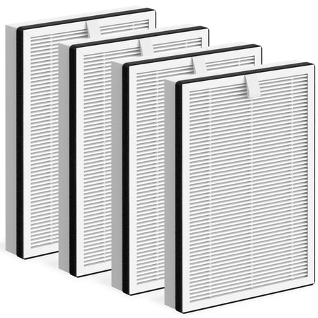 4 Pcs/ 2 Sets HEPA/Carbon Replacement Filter for NuWave OxyPure Portable Air Cleaner Purifier 47401 47402 47404 for Large Room up to 1361 Sq Ft with Double-Sided Air Intake, Part # H5P3 FCFMY