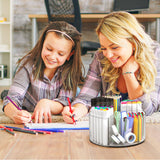 Absonic Acrylic Pen Holder Pencil Organizer, 360-Degree Rotating Pencil Holder, Crayon Organizers for Kids Marker Organizer Caddy Art Supply Kids Desk Organizers for Office Home School Absonic