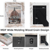 Golden State Art, 5x7 Picture Frame - Country Wood Grain Style - Tabletop Display, Back Hangers for Wall Display - Great for Photos, Gift, Pictures, Wedding, Portraits (2 Pack, White) Golden State Art